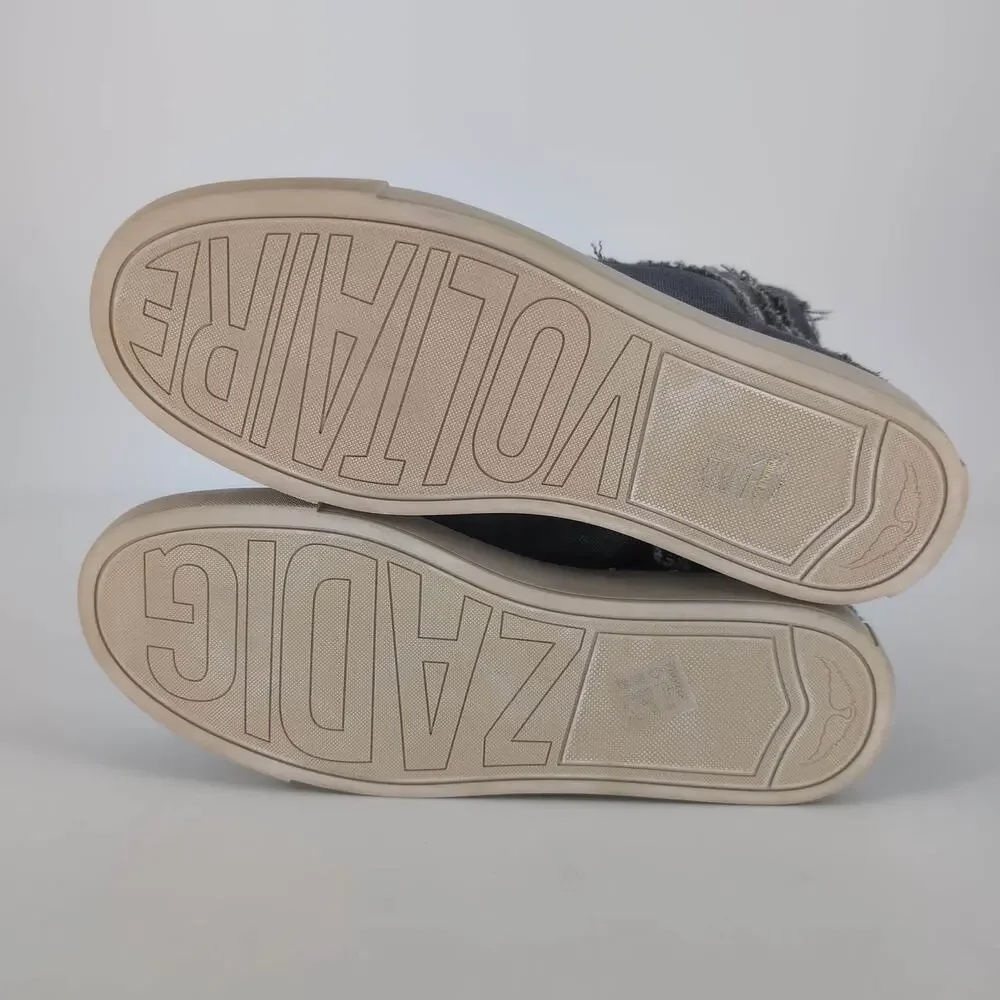 ZADIG & VOLTAIRE High Flash Canvas Sneakers in Noir Black - Size US 9 EU 40 -NIB